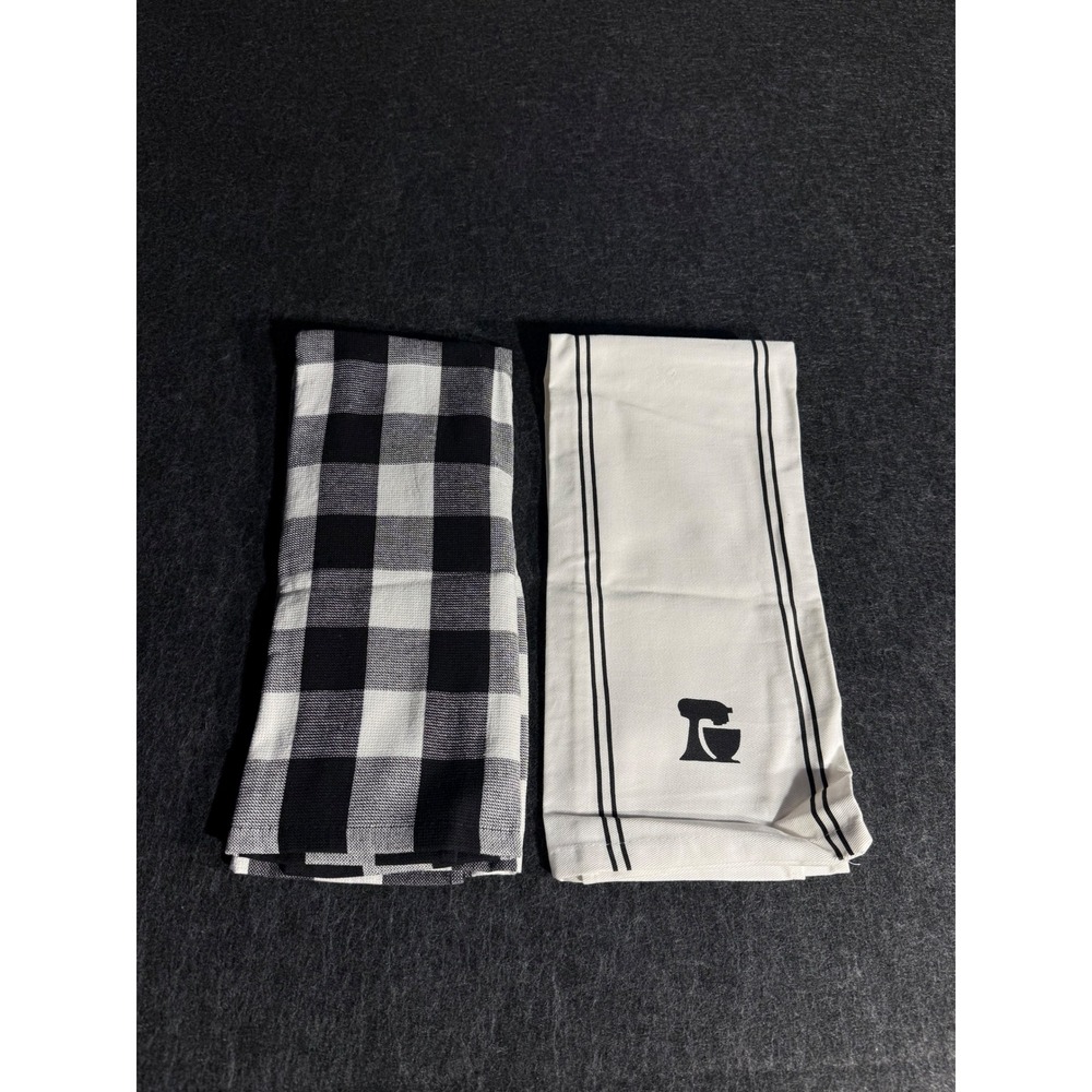 KitchenAid 2pc Kitchen Towel Set Buffalo Plaid and Flour Sack Mixer Logo